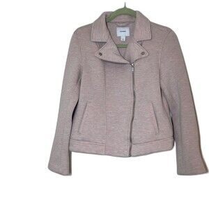 Old Navy Moto Jacket Women’s M Pink Silver Asymmetrical Zip Knit Soft Padded